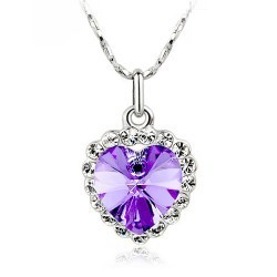 Free shipping Fashionwoman s jewelry Elegant crystal heart silver plated pendant necklace B21