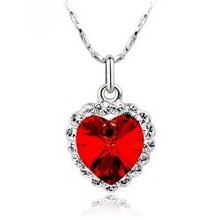 Free shipping Fashionwoman s jewelry Elegant crystal heart silver plated pendant necklace B21