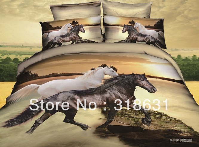 Textile 4 or 5pcs Couple Horses Bedding Sets Duvet Cover Set Comforter ...