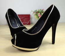 2013 brief elegant velvet open toe thin heels shallow mouth high single shoes women’s shoes