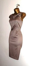 Oasis Size Nude Beige Pencil Wiggle Dress Bow Detail Wedding Work Office