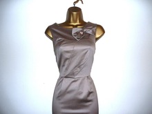 Oasis Size Nude Beige Pencil Wiggle Dress Bow Detail Wedding Work Office