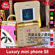 2013 hotsale Free Shipping Luxury handbag Style Lovely Cute Girl Women Unlock FM MP3/MP4 FM Mini camera Flip Phone cellphone S8