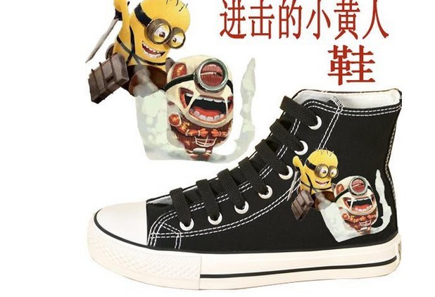 Despicable Me 2 cartoon figure minion Couples Shoes hand painted shoes canvas sneakers women and men
