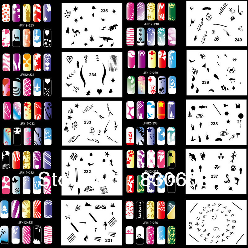 sets/lot nail art airbrush stencils nail Template MJ 002-in Nail Art ... sets/lot nail art airbrush stencils nail Template MJ 002-in Nail Art ...