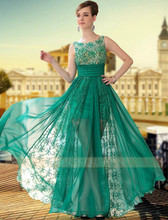 New Arrival Cap Sleeve Green Lace Prom Pageant Wedding Bridal Dress Quinceanera