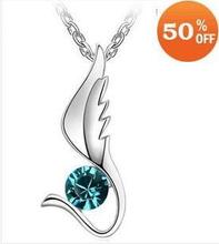 (Min order $10 mix) 18K white gold plated austrian crystal fashion accessories angel women necklace pendant jewelry