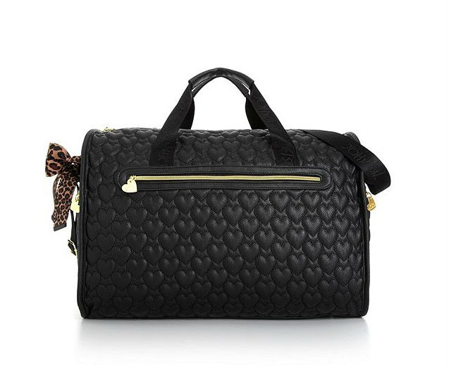 Featuring sweet heart shaped quilting and easy access pockets black Quilted Weekender bags carry on luggage