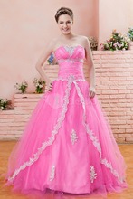 New Pink Formal Prom Wedding Quinceanera Pageant dress Color Accented Ball Gown
