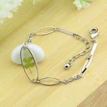 Valentines Gift birthday Lucky four leaf clover bracelet female platier