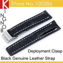 Italian Calf Skin Crocodile Pattern Watch Leather Strap 24mm Watch Band For Breitling With Deployment Clasp