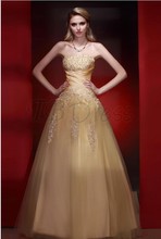 2013 New Hot Champagne Quinceanera Dresses Strapless A-Line Organza Pleat Appliques Beading Sequin Lace-Up Prom Ball Gown