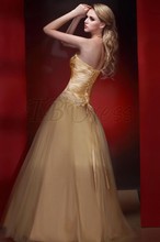 2013 New Hot Champagne Quinceanera Dresses Strapless A Line Organza Pleat Appliques Beading Sequin Lace Up