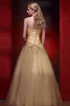 2013 New Hot Champagne Quinceanera Dresses Strapless A Line Organza Pleat Appliques Beading Sequin Lace Up
