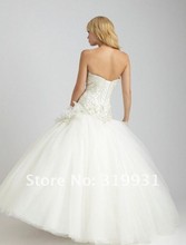 2013 New Arrival Custom made White Ball Gown Sweetheart Floor Length Beading Organza Quinceanera Dress QD020