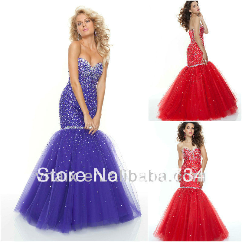 Tulle-Lace-Up-Back-Red-Strapless-Cheap-Sequin-Royal-Blue-Mermaid-Prom ...