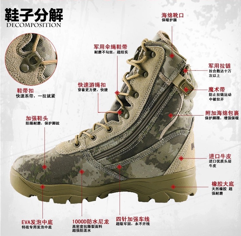 Winter CQB Commando Mens Dema High-top Boots, Combat Boots Desert