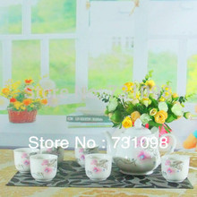 45 Bone China On glazed 7 Pieces Porcelain Tea Set Pot and Cups 
