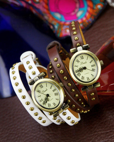 Min order is 10 mix order Korean jewelry wholesale leather strap wrapped retro style roman dial