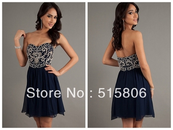 2014 Short Prom Dresses Under 100 Dark Nave Homecoming Dresses ...