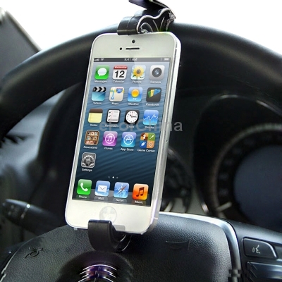Travel Smart Universal Holder Car Steering Wheel Phone Holder for iPhone 5 Smartphone Black 