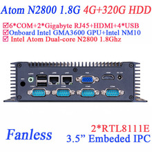3.5 inch mini pcs with Intel atom Dual-core N2800 1.8Ghz 6 COM 2 Gigabyte HDMI 4 USB windows or linux installed 4G RAM 320G HDD