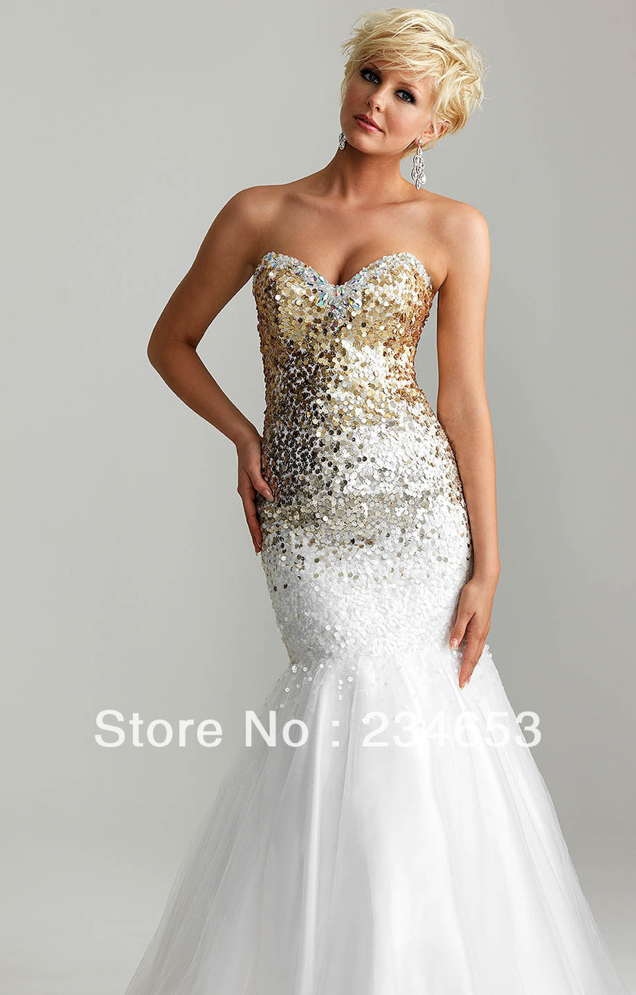 White Gold Sequins Tulle Mermaid Prom Dresses Zipper Back Special ... White Gold Sequins Tulle Mermaid Prom Dresses Zipper Back Special ...