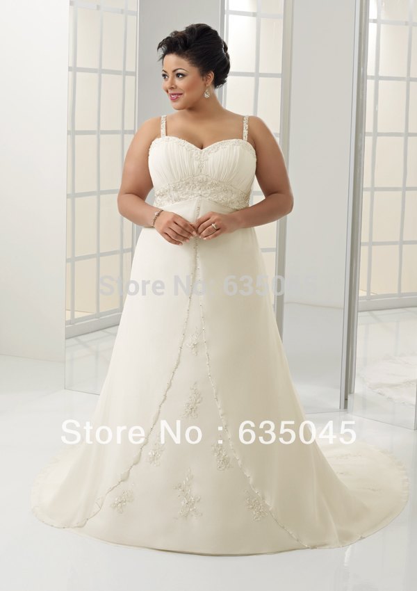 Wedding Gowns Custom made Chiffon Appliqued Beading A Line Lace Plus Size Wedding Dress Robe De