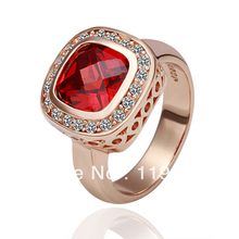 LR057 High Fasion 18K Rose Gold Plated Items Crystal Pave Men s Ruby Stone Rings Jewelry
