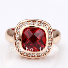 LR057 High Fasion 18K Rose Gold Plated Items Crystal Pave Men s Ruby Stone Rings Jewelry