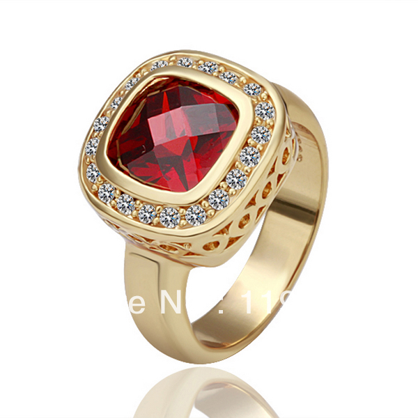 LR056 Fasion 18K Yellow Gold Plated Items Crystal Semi Precious Stone Men s Ruby Rings Jewelry