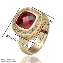 LR056 Fasion 18K Yellow Gold Plated Items Crystal Semi Precious Stone Men s Ruby Rings Jewelry