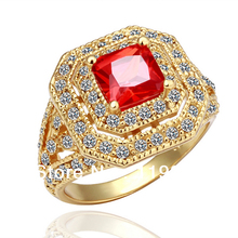 LR065 High Fasion 18K Yellow Gold Plated Items Crystal Pave Men Ruby Rings Jewelry Accessories Wholesale & Retail