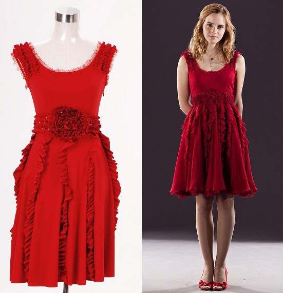 Harry Potter and the Deathly Hallows Hermione Granger Red Dress Women Costumes Halloween