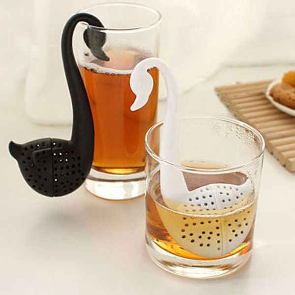 Real Free Shipping Tea Strainer Spoon Teapot Teaspoon Infuser Filter Colander Swan Shape Novelty FZ1196