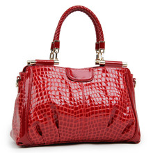 Free Shipping 2013 New Autumn Winter Genuine Leather Handbag Luxury  Crocodile Messenger  Bag Red Totes
