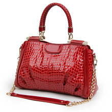 Free Shipping 2013 New Autumn Winter Genuine Leather Handbag Luxury Crocodile Messenger Bag Red Totes