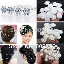 Wholesale 20PCS Wedding Bridal Pearl Hair Pins Flower Crystal Hair Clips Bridesmaid 5 Styles U Pick Free Shipping