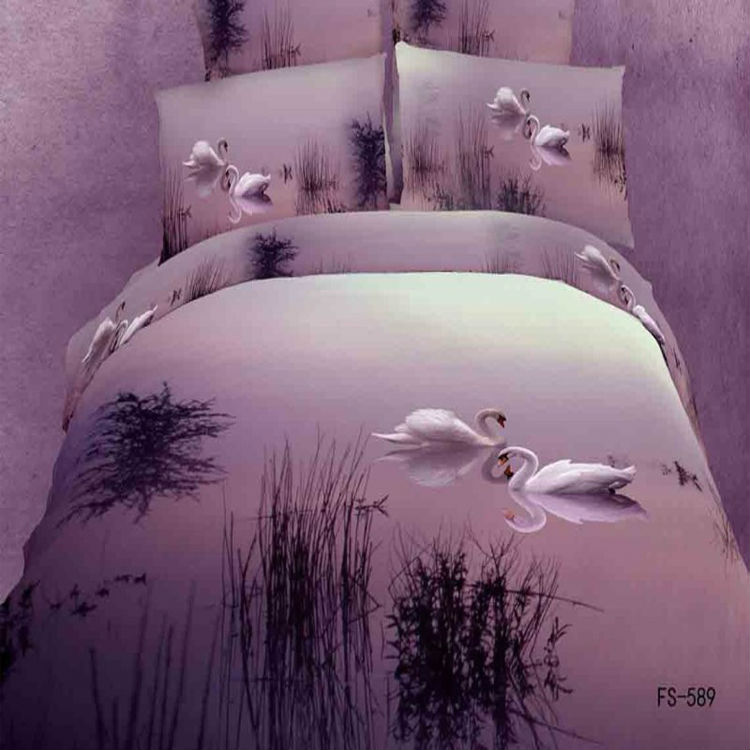 couple-of-white-Swan-romantic-bedding-set-3d-cotton-bed-sheet-Linens ...