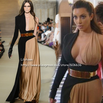 ... Gold Belt Designer Two Color Celebrity Dresses Combine Shipping