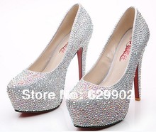 2013 rhinestone pumps women wedding shoes red bottoms heels for women platform bridal shoes