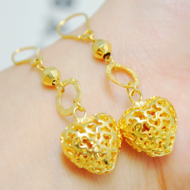Detail Feedback Questions About Delicate Circles Round 24k Handmade New Arrival Beautiful Hollow Carved Love Heart 24k Gold Filled 1 Quality Hongkong Handmade Le Elegant Earrings