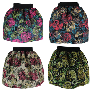 2015 новая коллекция весна лето мода старинные картины бальное платье цветочный плюс короткая юбка шерсть для женщин Gils бесплатная размер A1007A