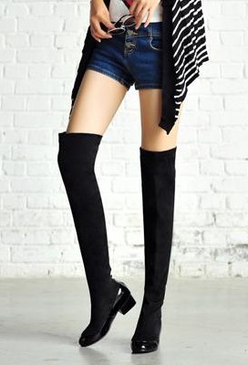 2013 womens Over The Knee Boots For Women Scrub Upper Stretch Fabric Slim Boots motorcycle free