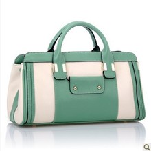 Free shipping new 2013 spring and summer the trend of candy color block cowhide handbag one