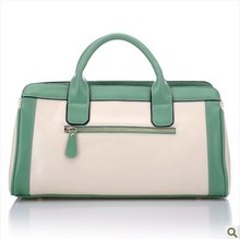 Free shipping new 2013 spring and summer the trend of candy color block cowhide handbag one