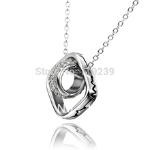 LN630 New Item 18K Yellow Rose White Gold Plated Square Crystal Link Circle Pendant Necklaces Bijoux