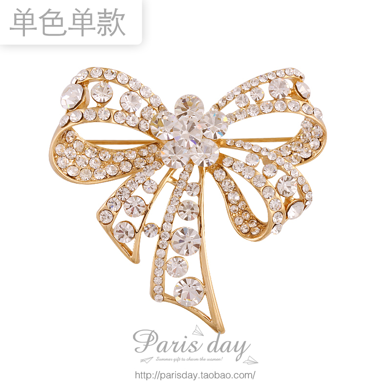 Quality brooch female accessories pin crystal brooch marriage bow tie clothes cape