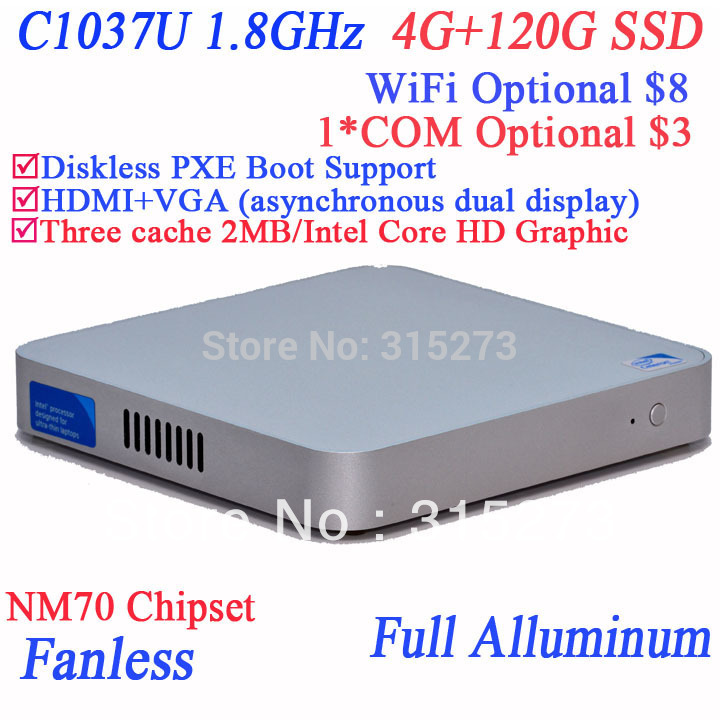 mini pcs computer 4G RAM 120G SSD windows or linux with 29MM extreme ultra thin chassis