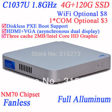 mini pcs computer 4G RAM 120G SSD windows or linux with 29MM extreme ultra-thin chassis Intel Celeron dual core C1037U 1.8GHz